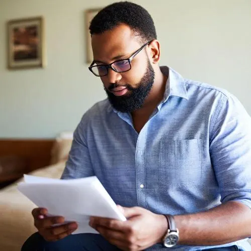 Man reviewing important documents at home, representing the need for a Georgia probate checklist to stay organized and avoid mistakes.