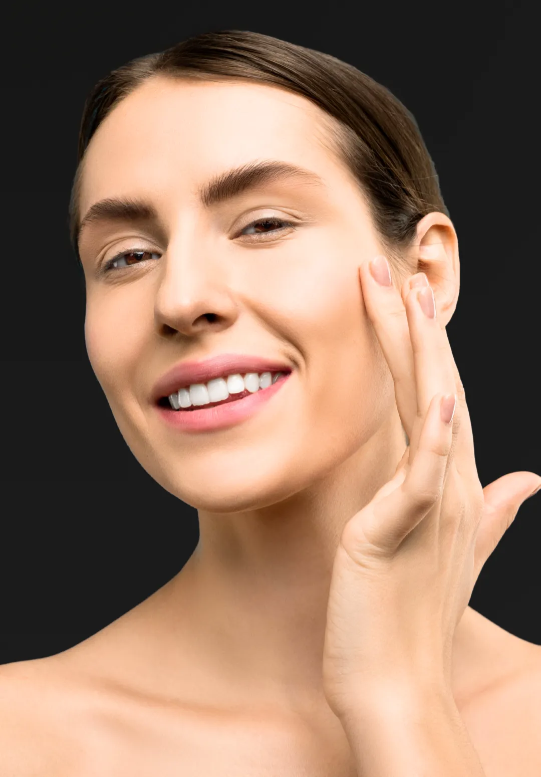 Lifestyle photo of a confident woman with natural skin