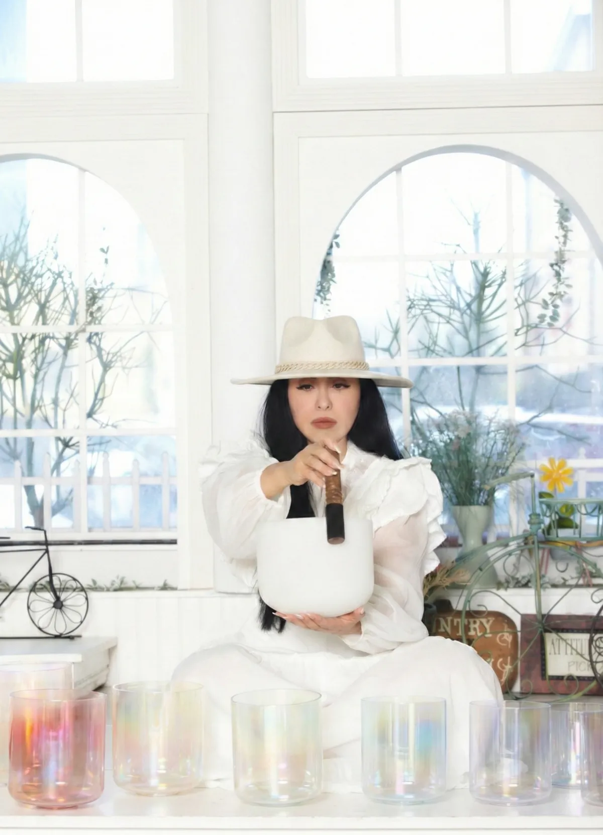 a body of water with a small island in the distance