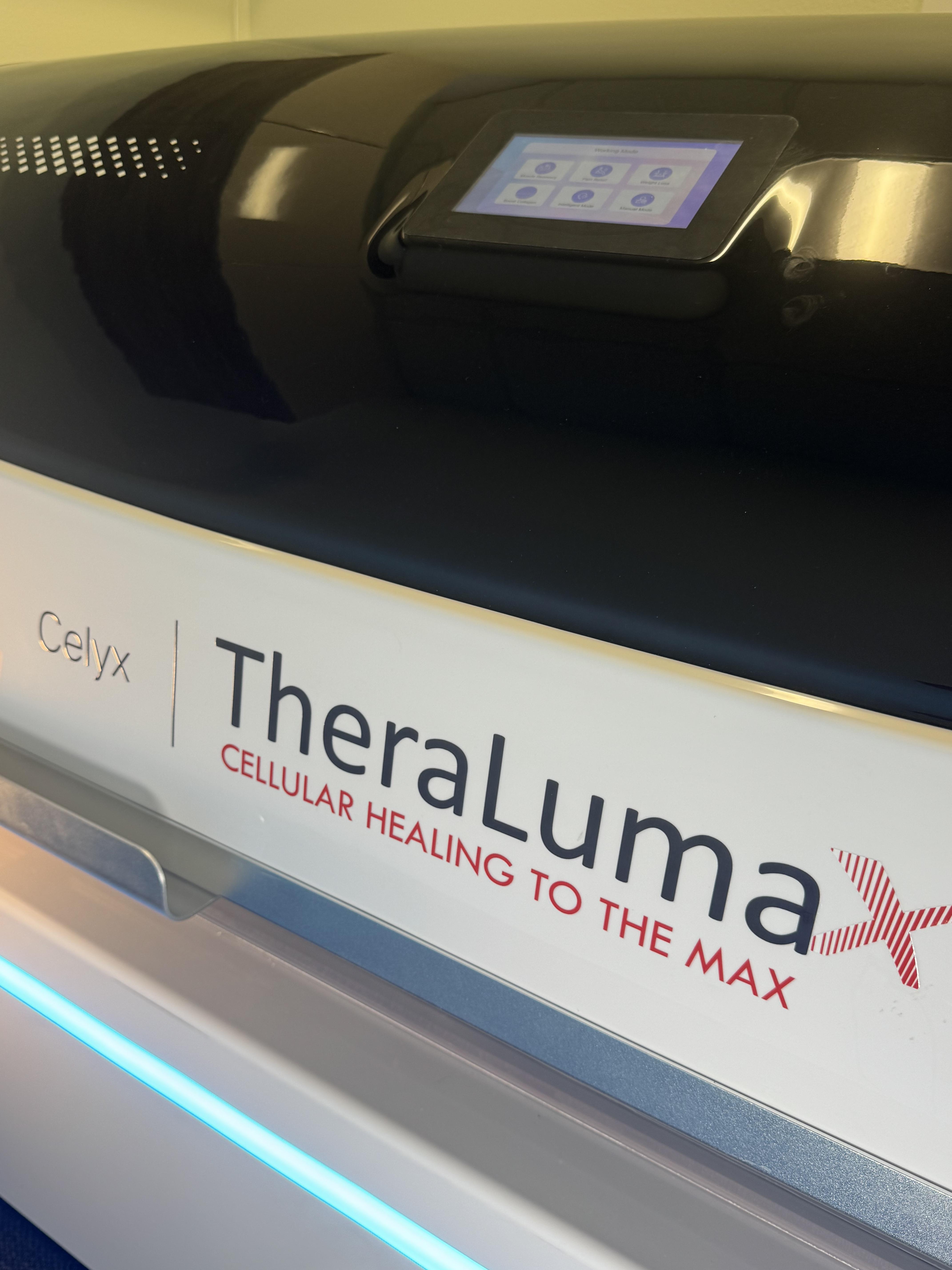 Patient relaxing during a 15-minute TheralumaX protocol