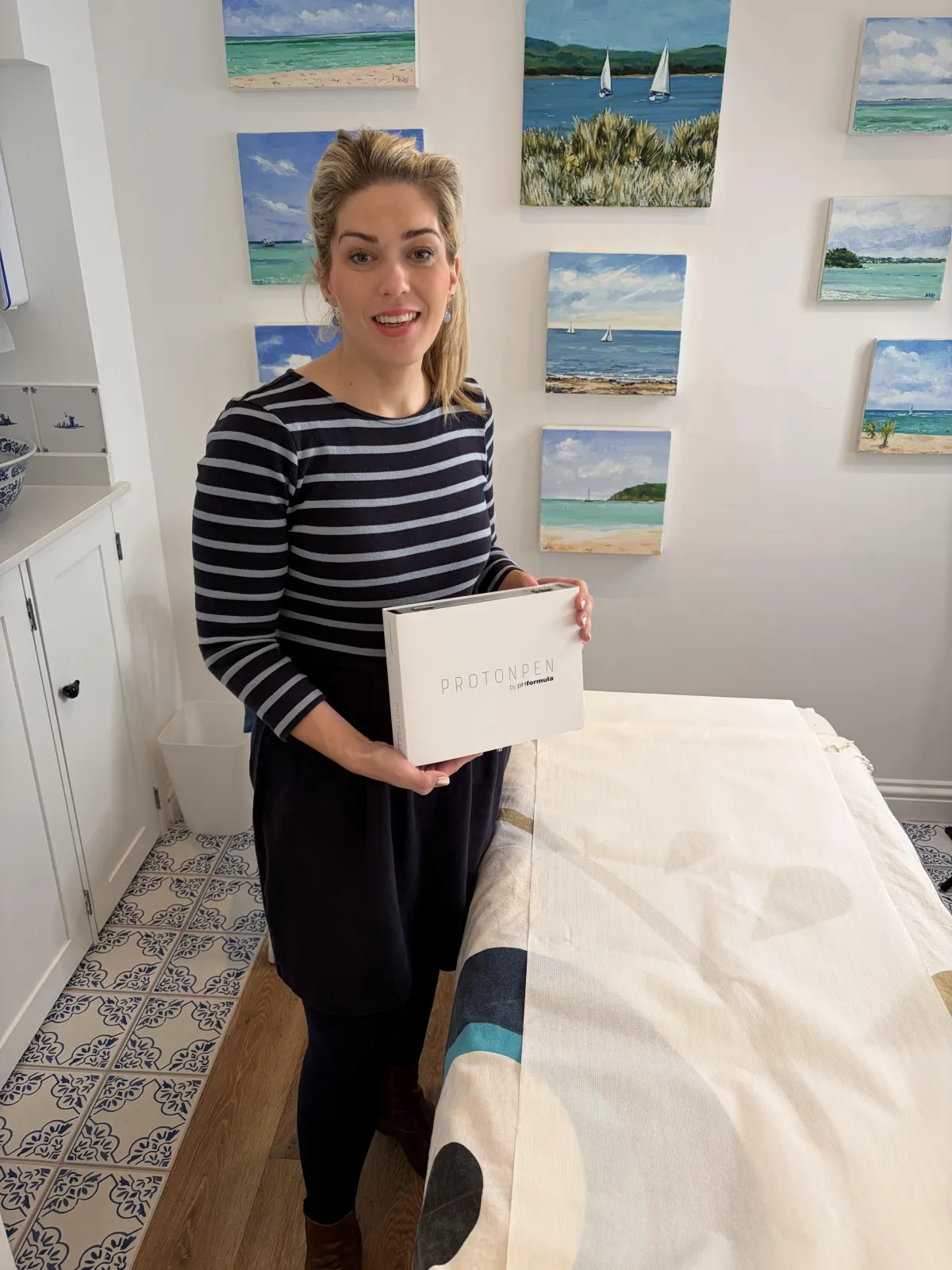 Dr Amber Halliday performing microneedling consultation at Blue Bird Aesthetics Worthing using pHformula Proton Pen