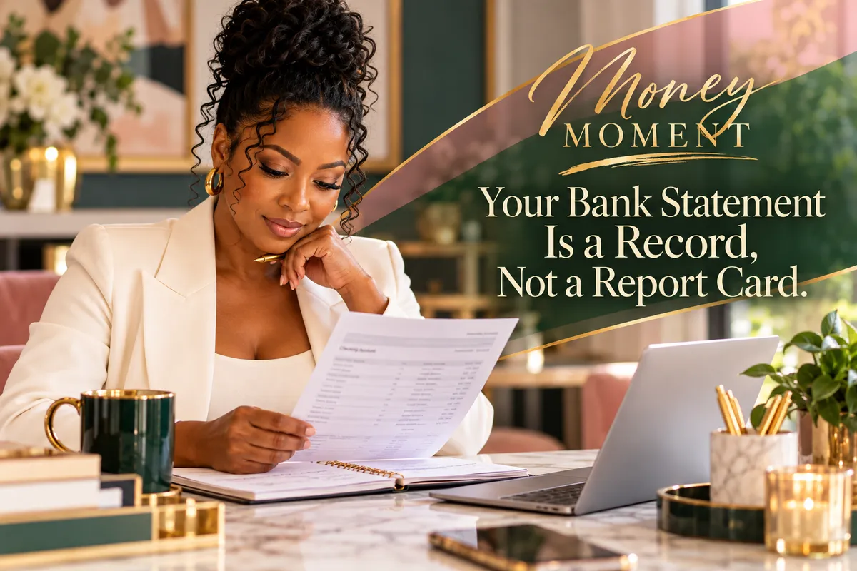 African American adult reviewing financial records in a calm, organized setting.