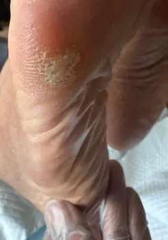 person holding brush and foot