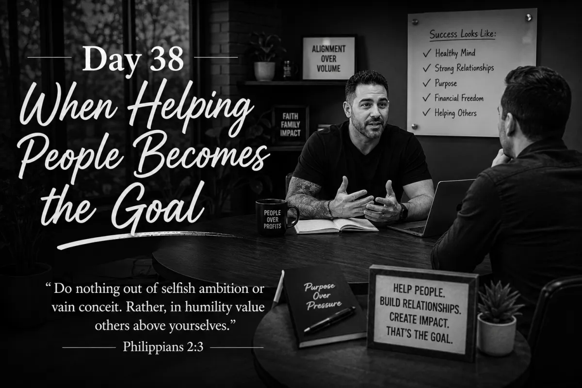 Day 38 – When Helping People Becomes the Goal