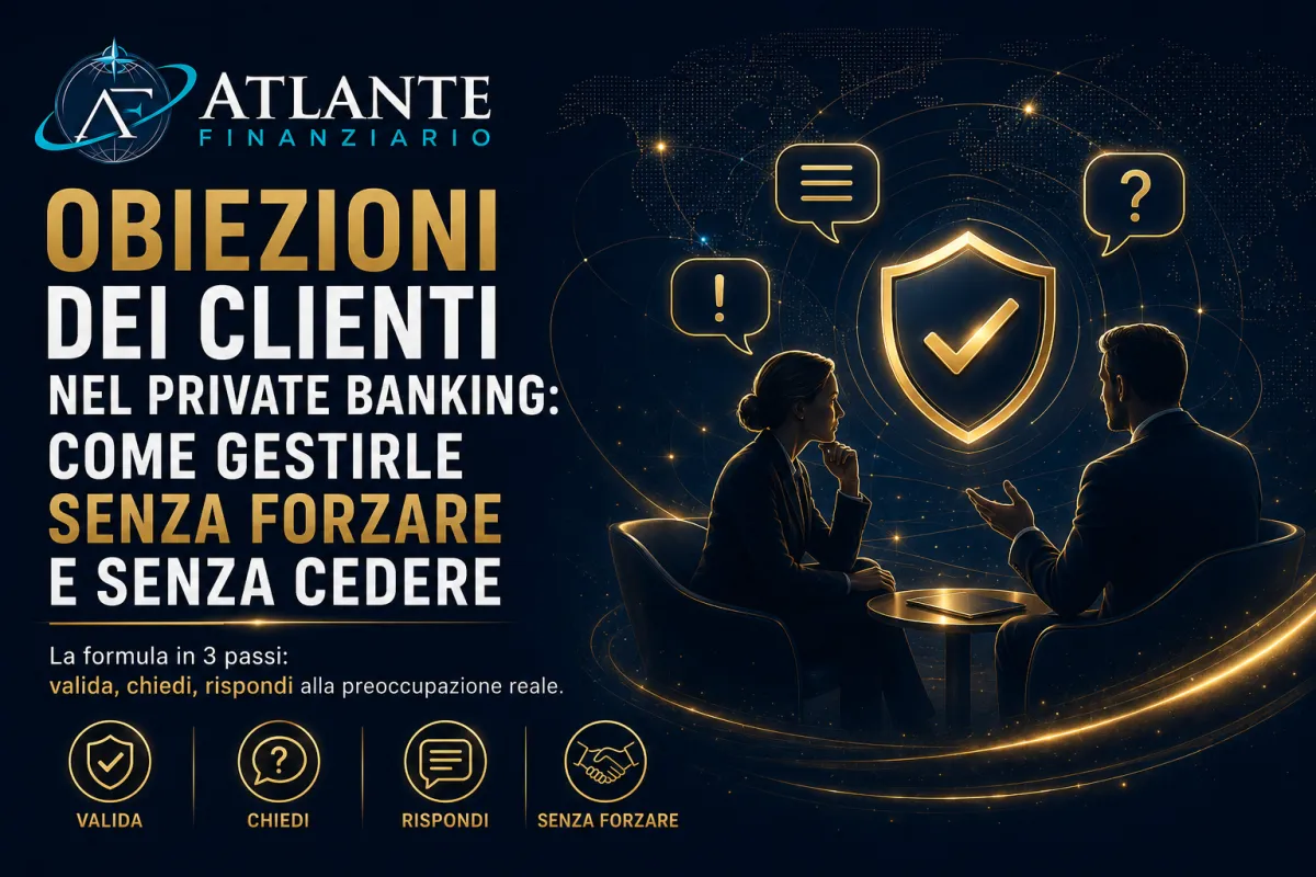 Le 5 obiezioni più comuni dei clienti nel private banking e come gestirle. La formula in tre passi di Atlante Finanziario