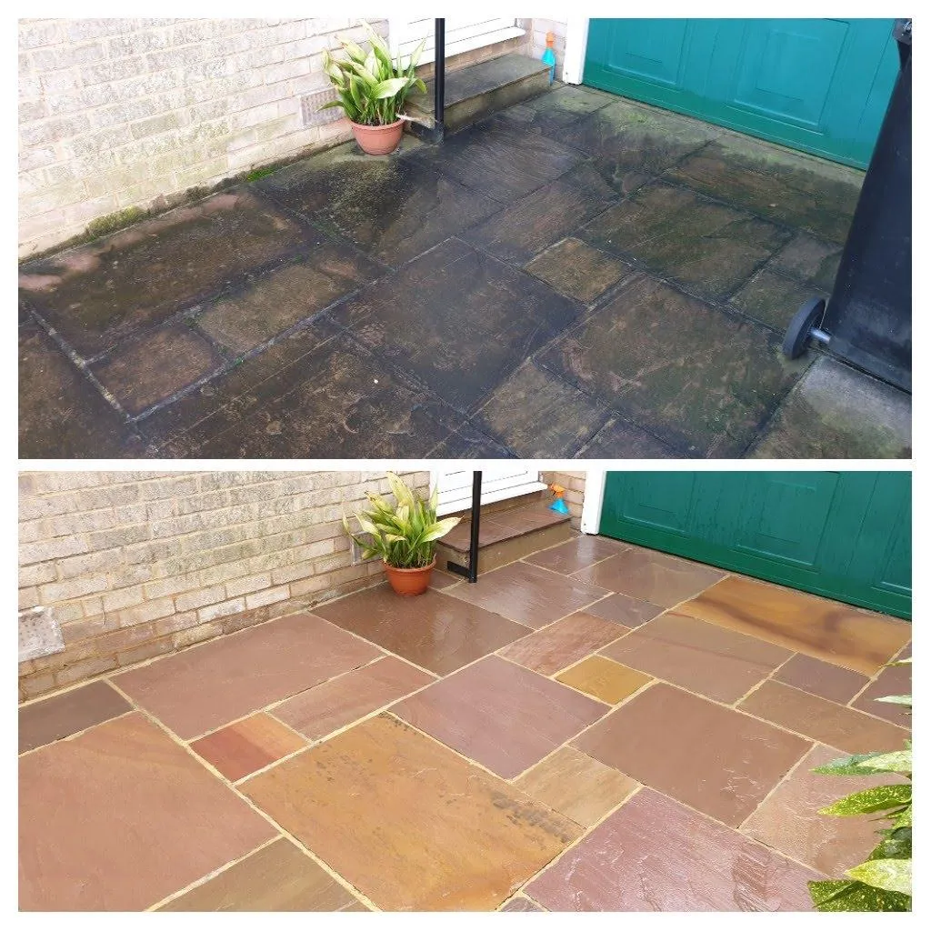 Softwashing patio and decking in somerset yeovil bridgwater taunton wells street crewkerne bath frome glastonbury shepton mallet