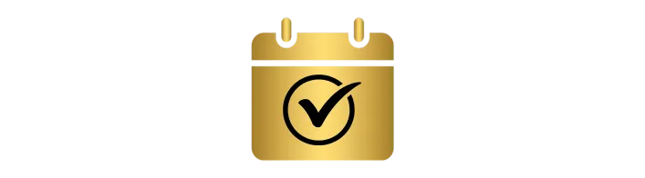 Gold calendar icon representing easy event talent booking process in four steps