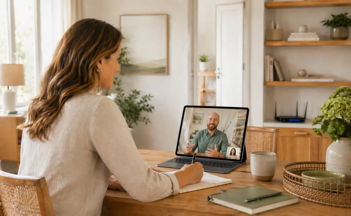 Image of woman watching Haven Hills training video.