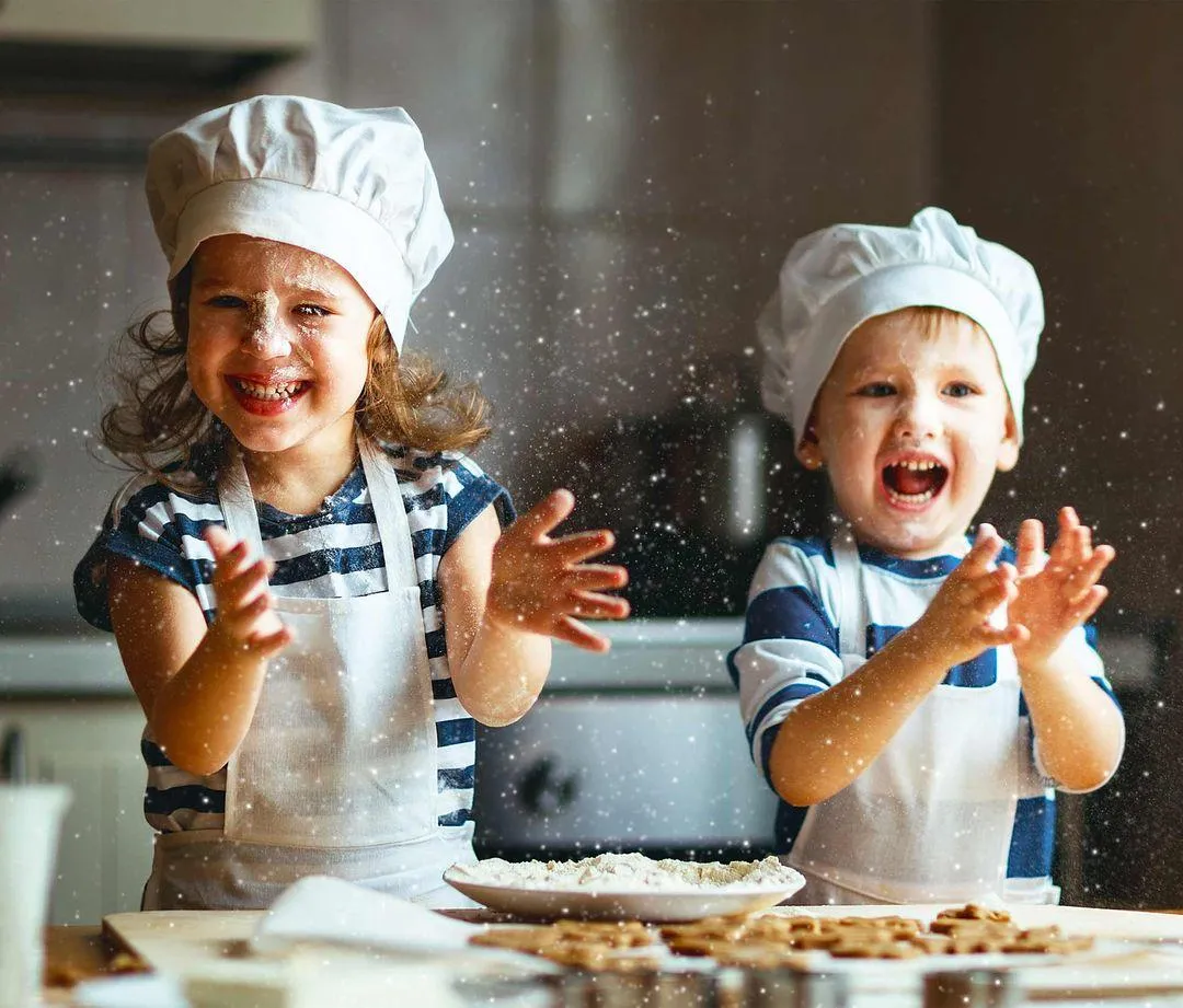 Kids playing in the kitchen