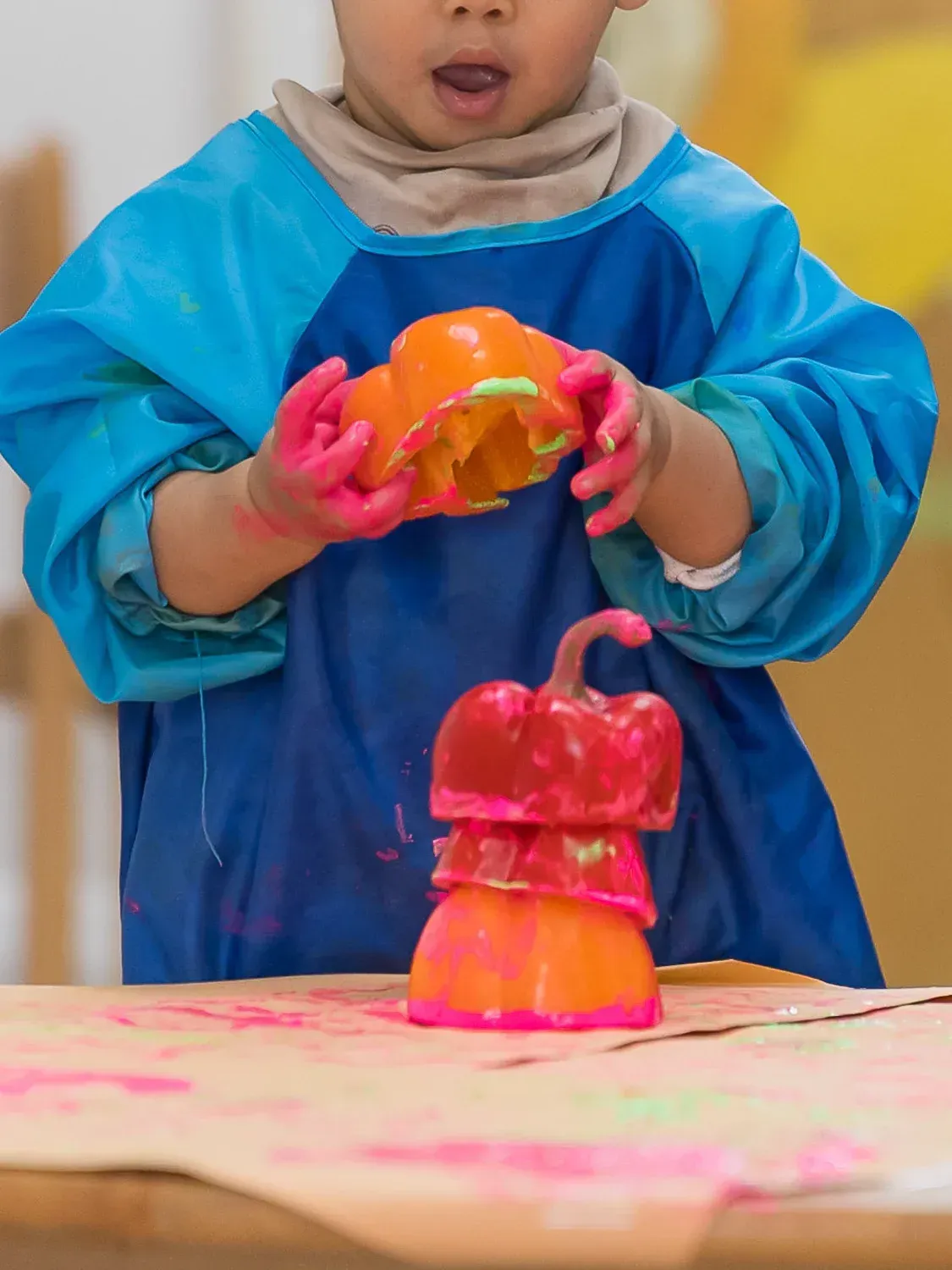 Baby food printing with real peppers for sensory developement and creativity