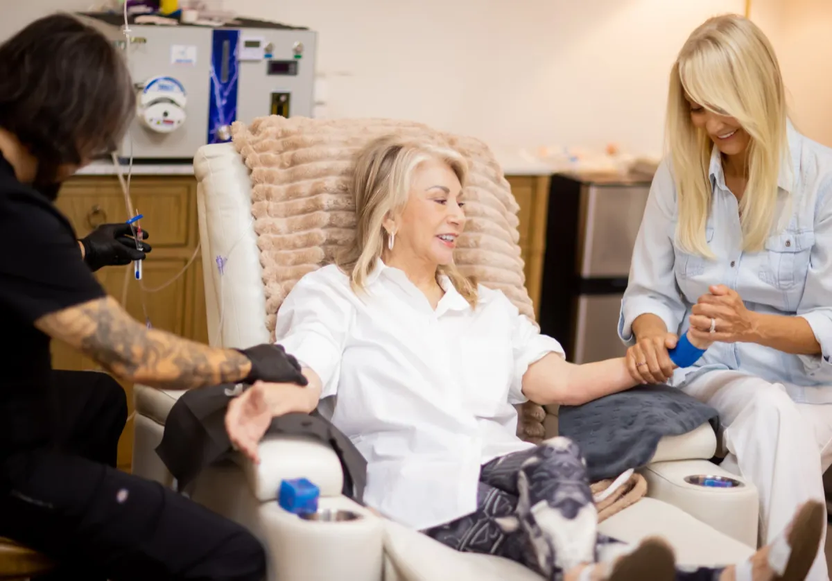 A wide view of a care interaction inside the clinic