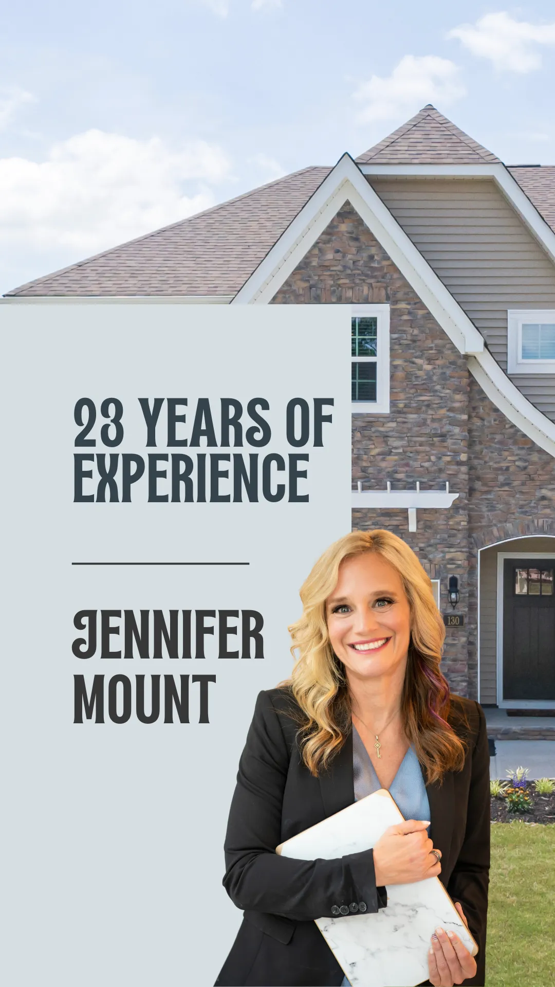 Jennifer Mount | Tulsa REALTOR with over 23 years of experience in front of Tulsa home.