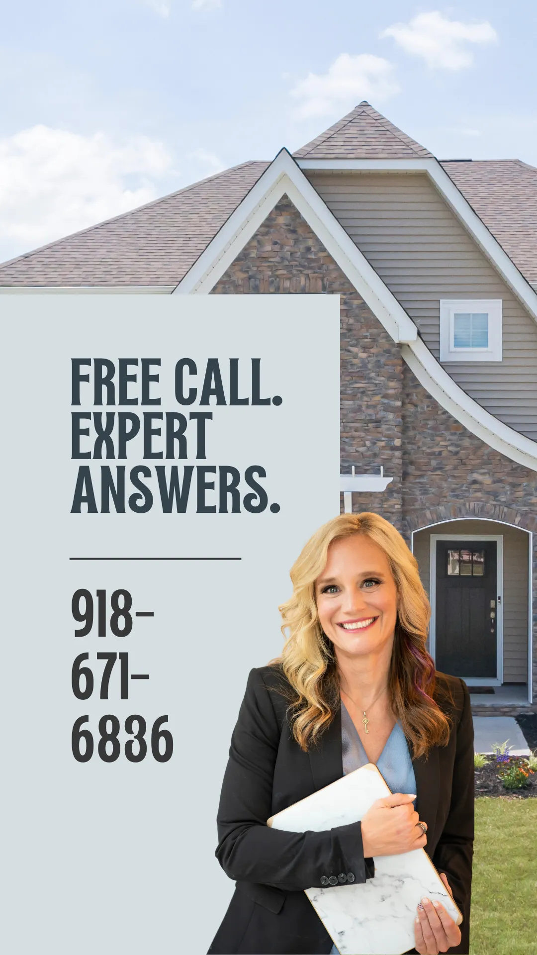 Jennifer Mount | Tulsa REALTOR with over 23 years of experience in front of Tulsa home.