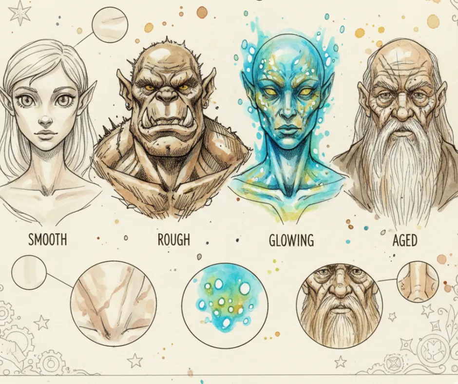 Describing Skin in Stories That Span Worlds and Eras