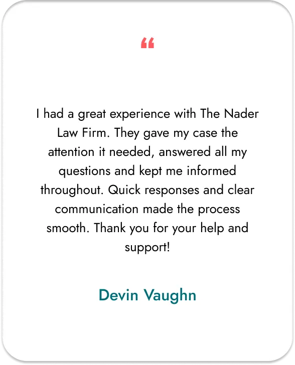 Personal Injury testimonial from Devin