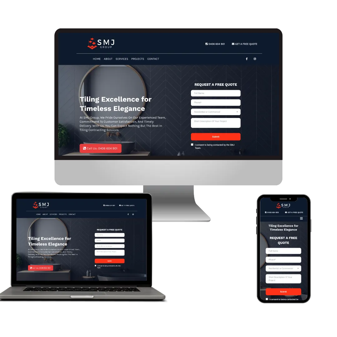 Example of beautiful website for contractor made mby Renogrw, highlight functionality and design.