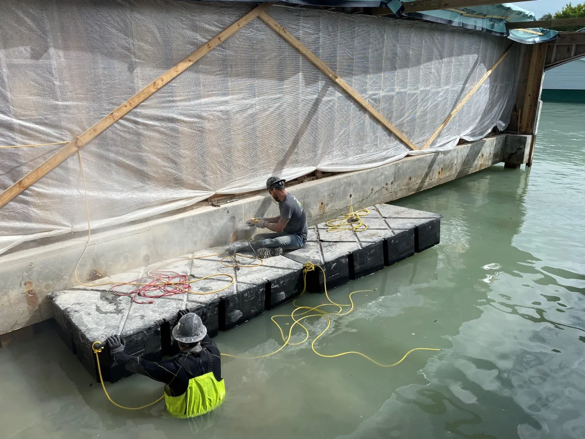 Marine Concrete repairs boathouse seawall