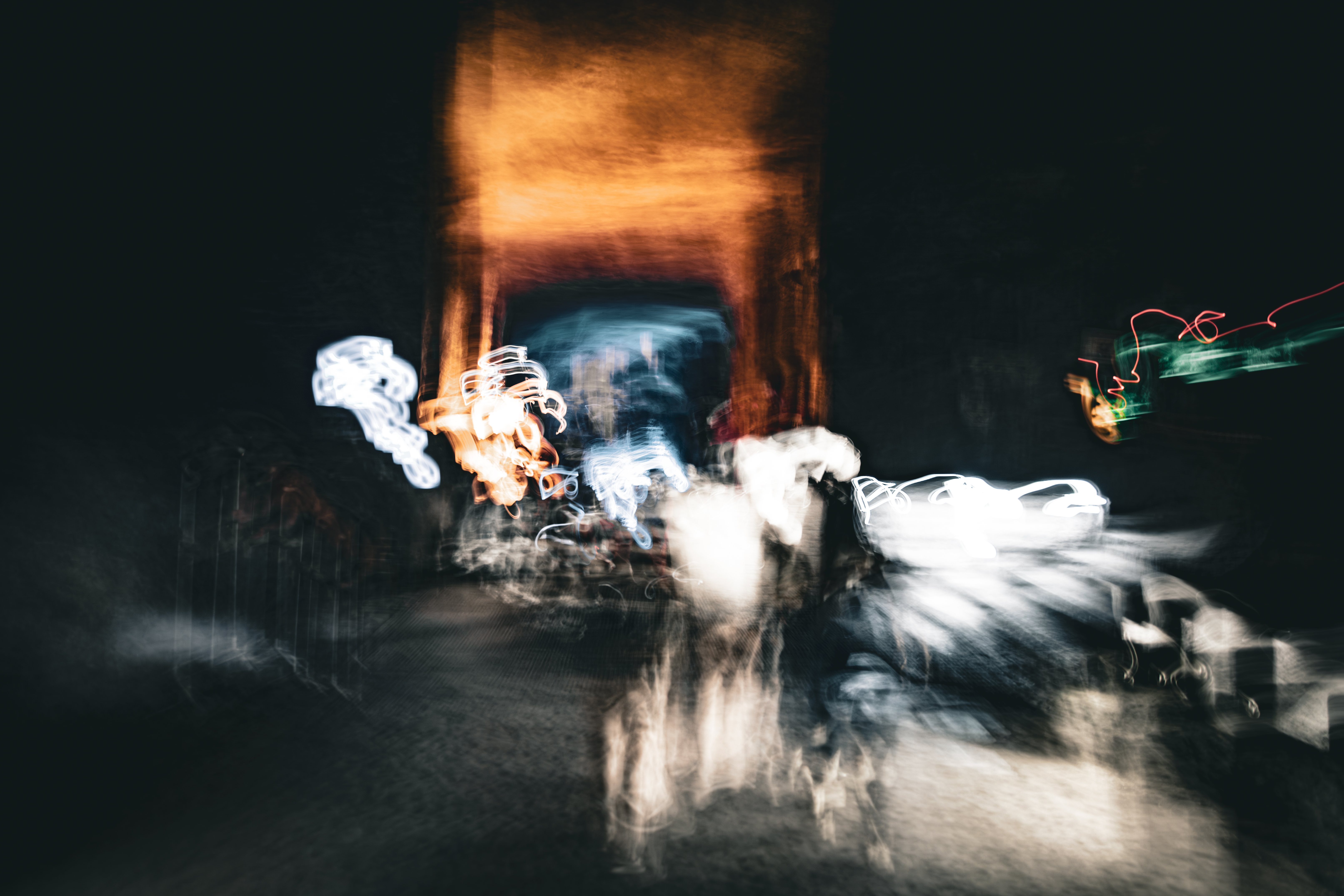 Long exposure ICM abstract photograph inside the Salt Cathedral of Zipaquirá, Colombia, form dissolving into reverence and light, by fine art photographer Angie Harker