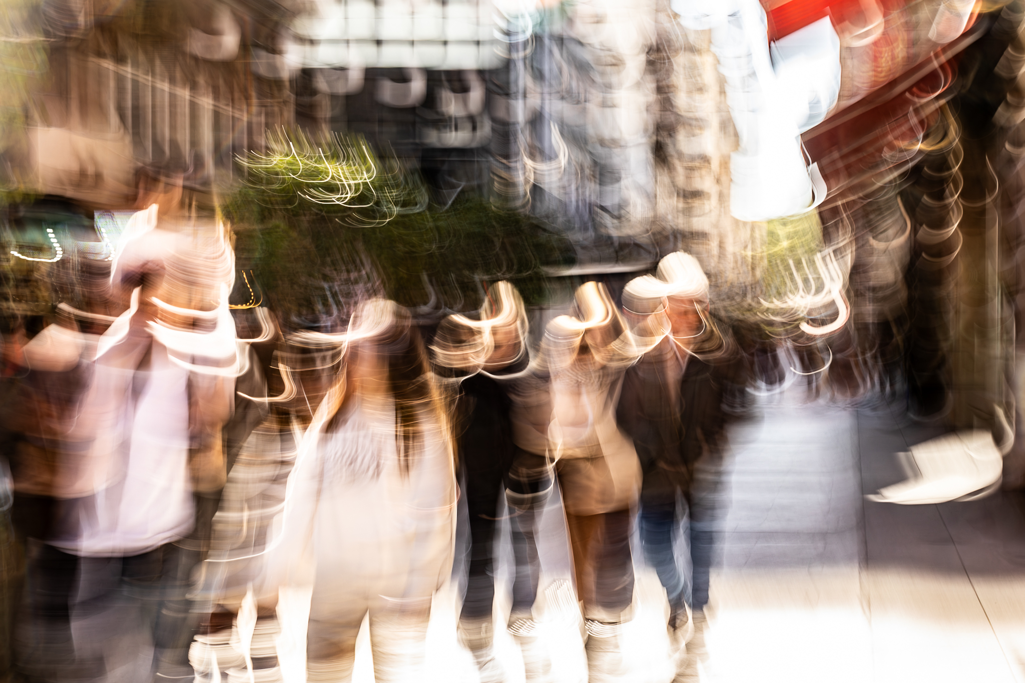 Long exposure ICM photograph of a figure racing the countdown at a Buenos Aires crosswalk at winter dusk, light fracturing into the street, by fine art photographer Angie Harker