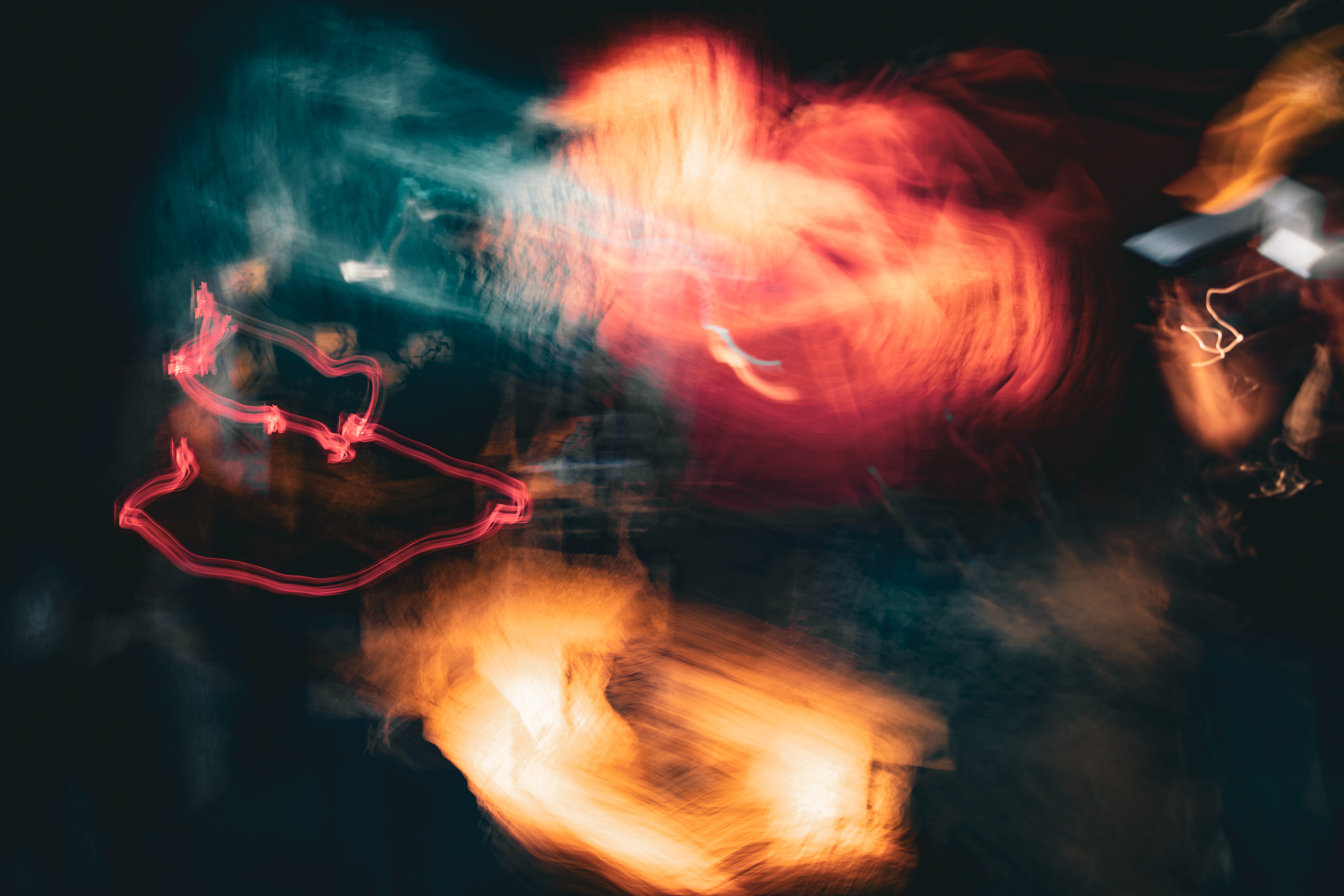 Long exposure ICM abstract photograph inside the Salt Cathedral of Zipaquirá, Colombia, warm light and color bleeding through ancient halite, by fine art photographer Angie Harker
