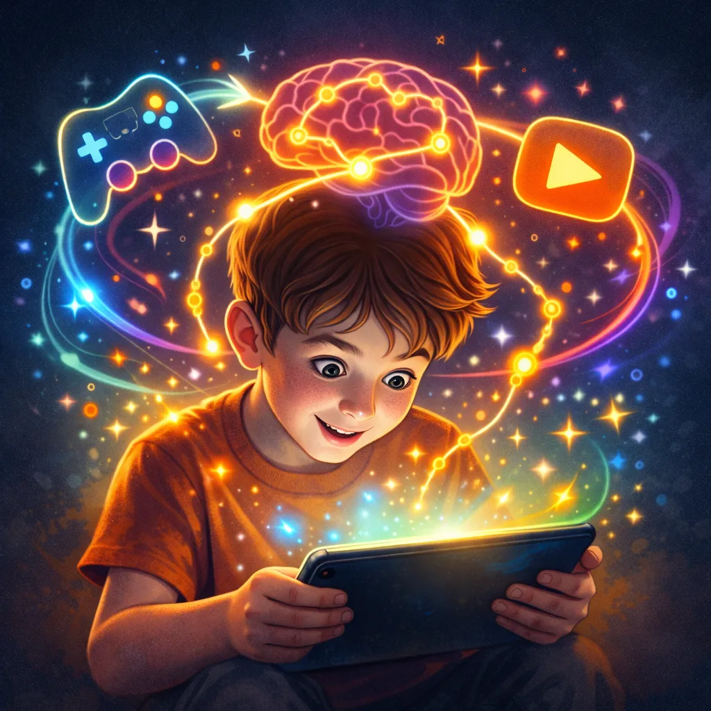 Child captivated by digital devices