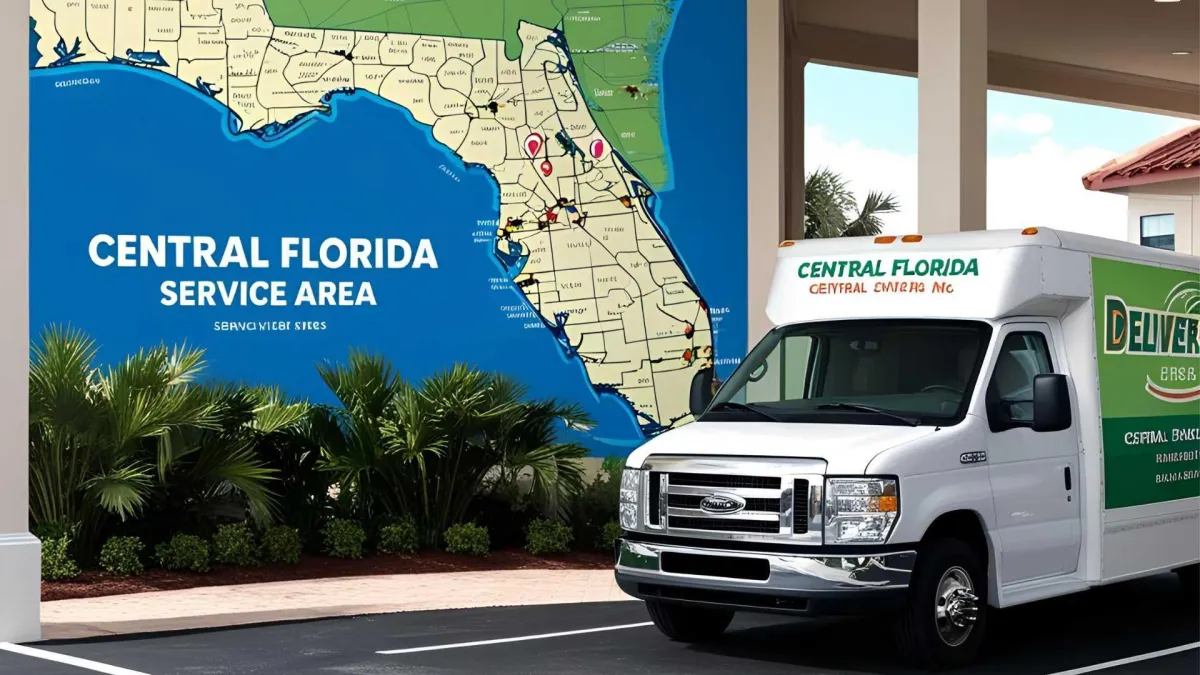 Service area map showing Casselberry, FL with mobile detailing van