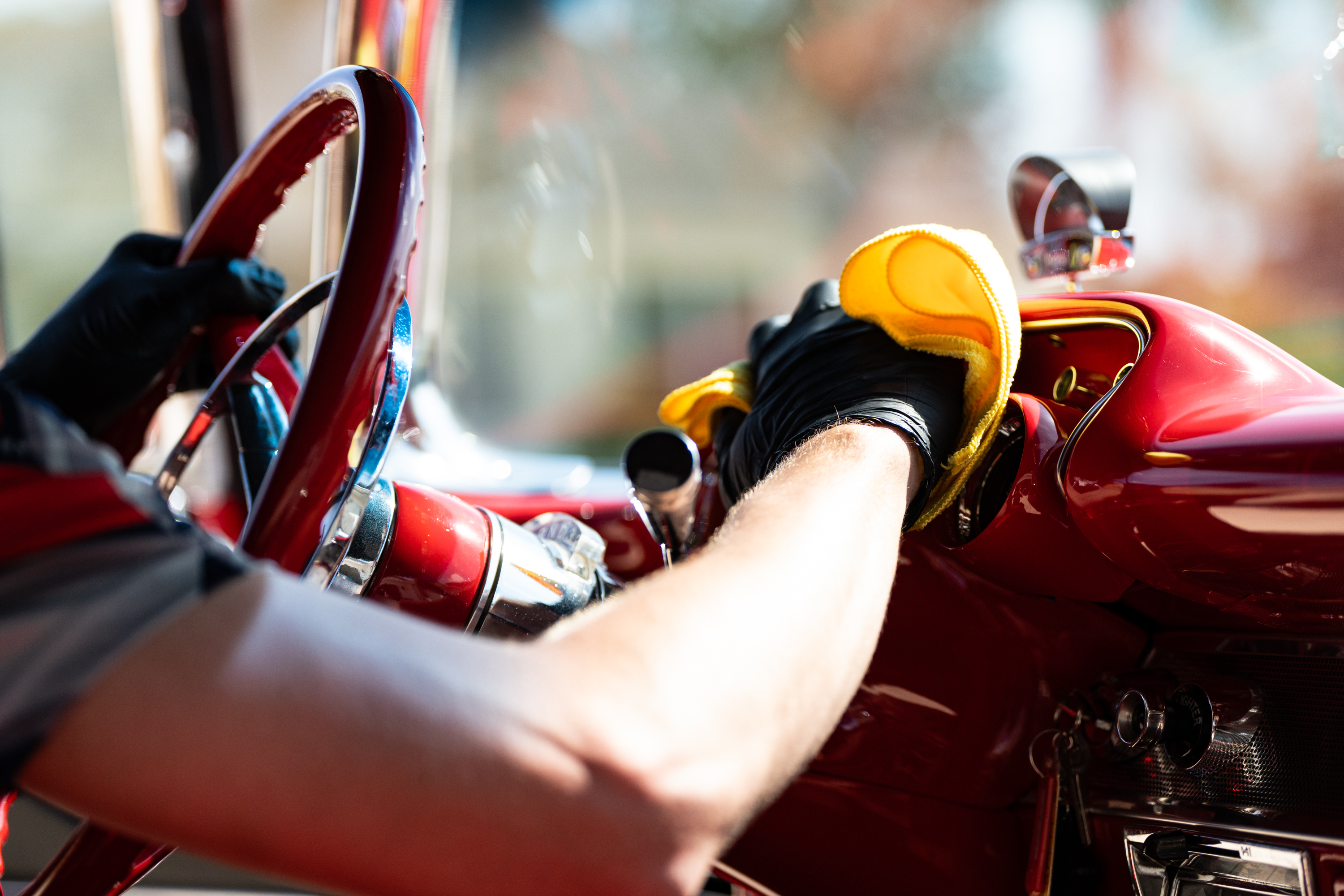 Interior detailing with steam cleaner in Florida