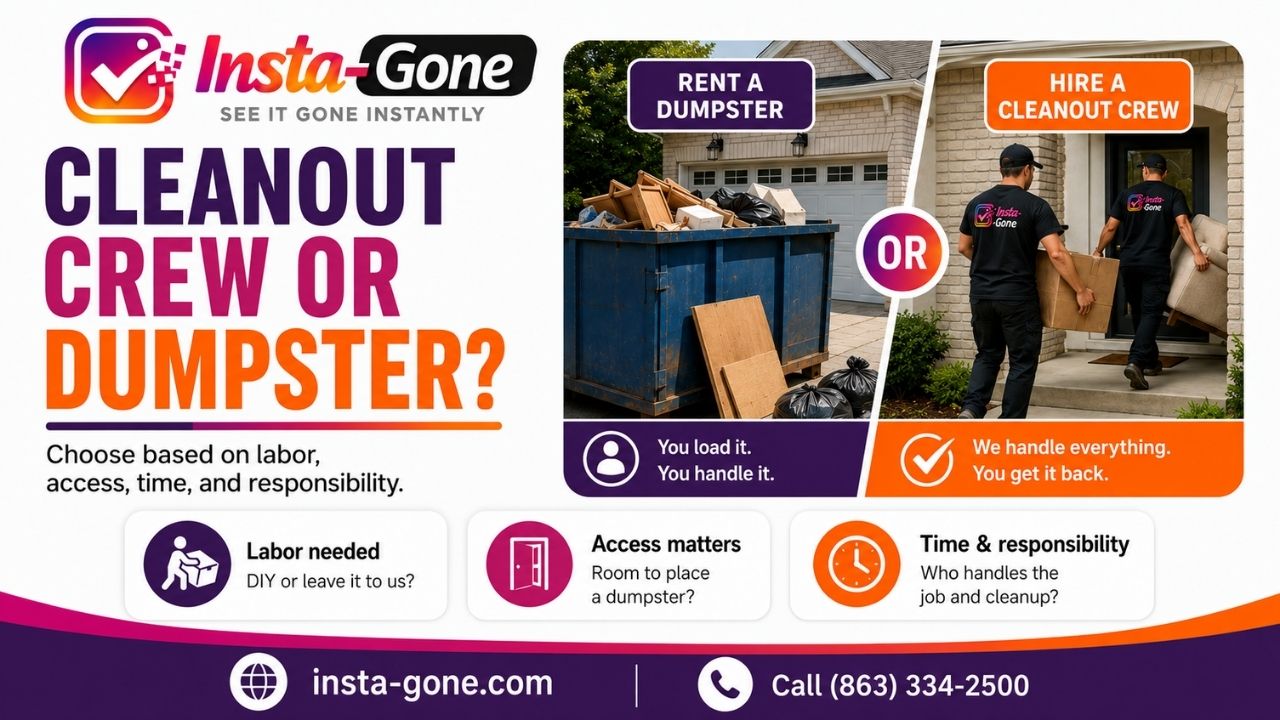 Cleanout Crew or Dumpster? How to Choose the Right Option
