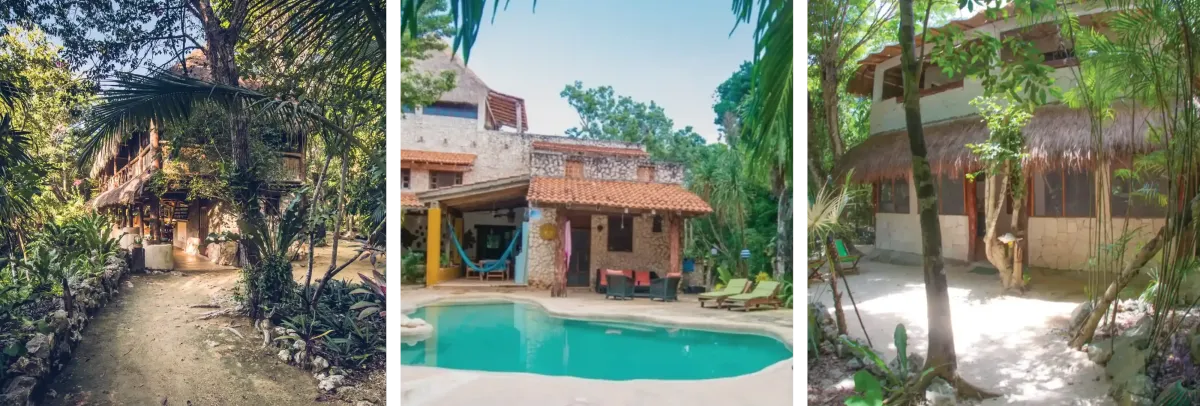“Private jungle villas in Tulum for tantra massage retreat — peaceful, nature-based healing space