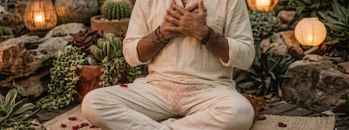Man in a moment of stillness and inner presence, representing tantric awareness and conscious male sexuality