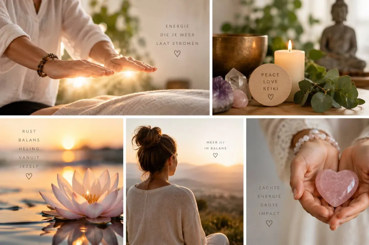 Reiki practitioner offering hands-on energy balancing in a peaceful sanctuary