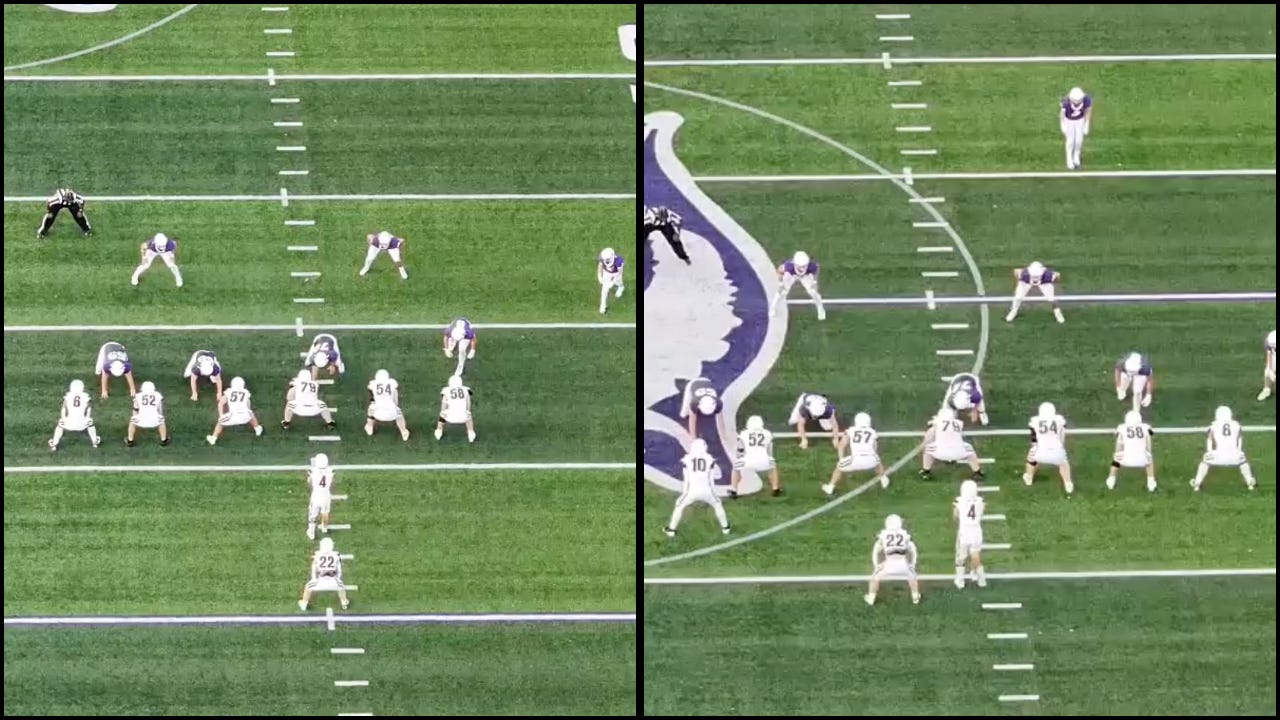 Left side of picture is pistol formation, right side shotgun formation 