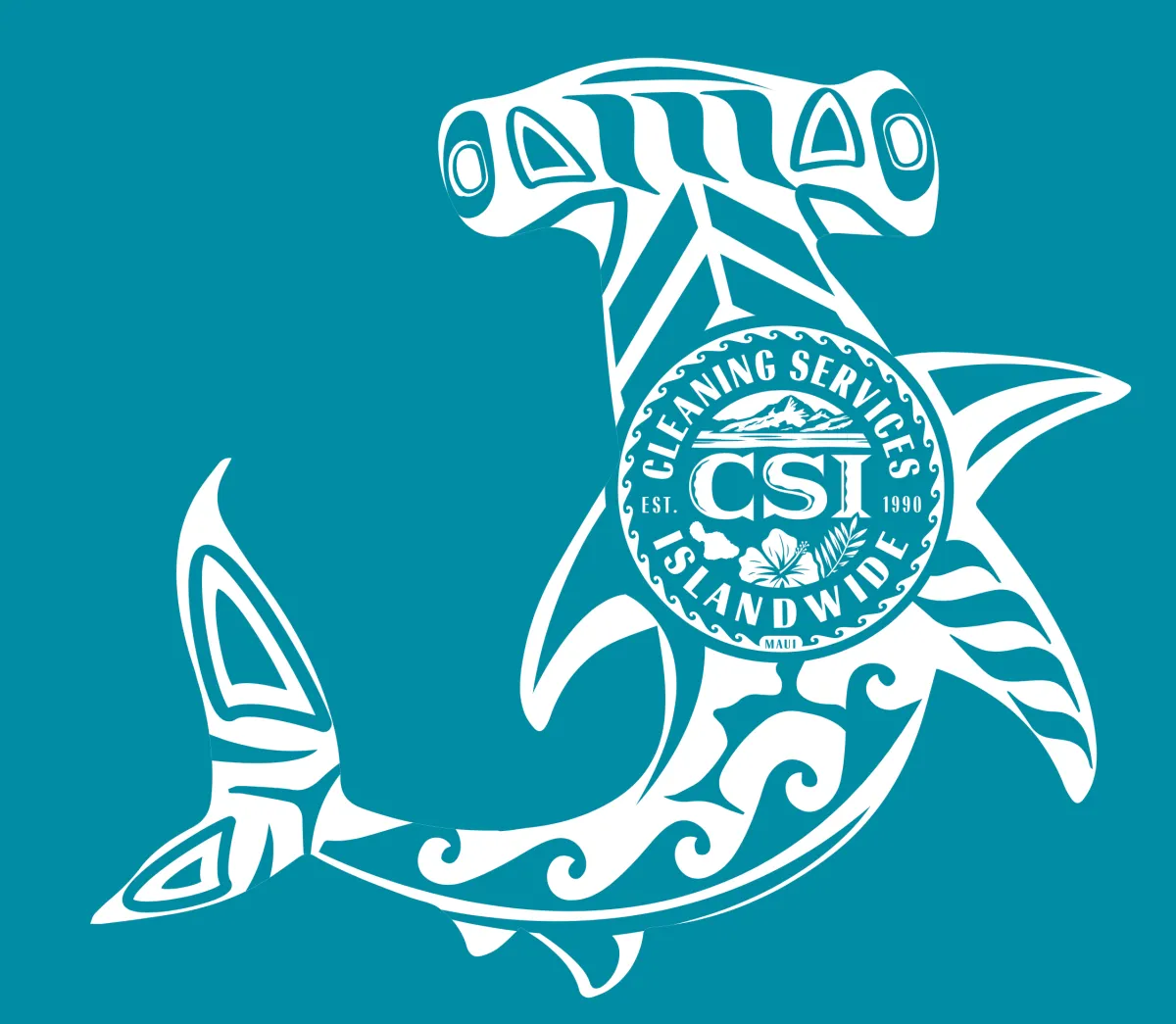 CSI Shark logo on blue background
