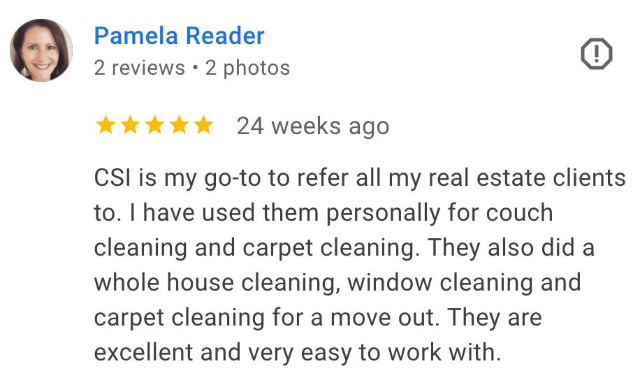 Google review by Kihei homeowner praising CSI carpet cleaning