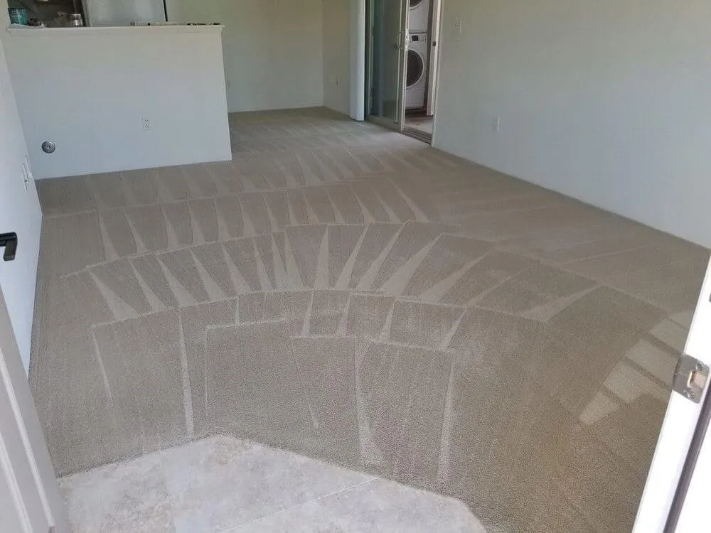 Freshly cleaned carpet with visible grooming lines in Kihei condo
