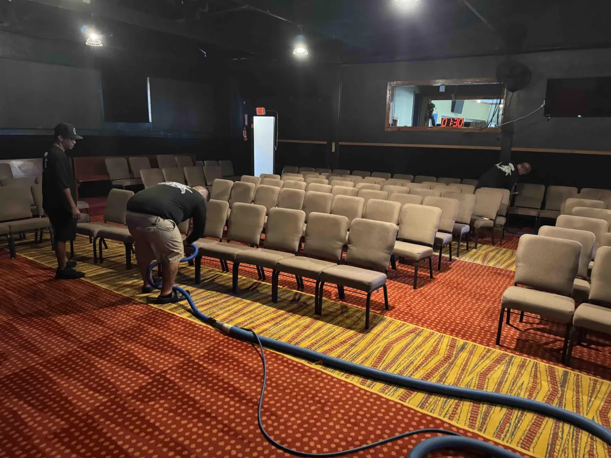 Auditorium upholstery clean at commercial job