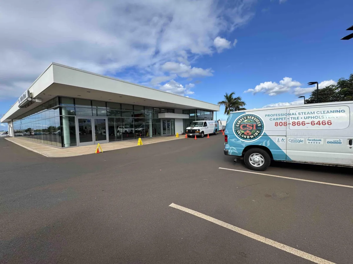 CSI truck on site at BMW dealership for commercial job