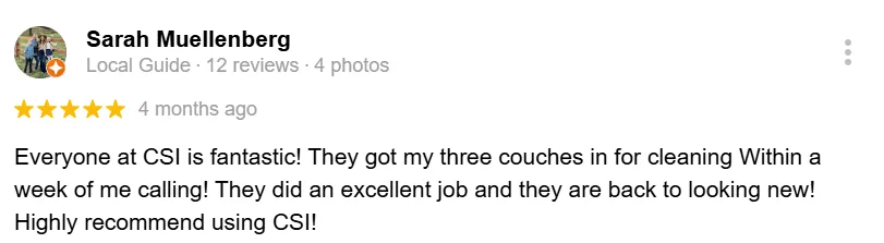 Google review by Kihei homeowner praising CSI carpet cleaning
