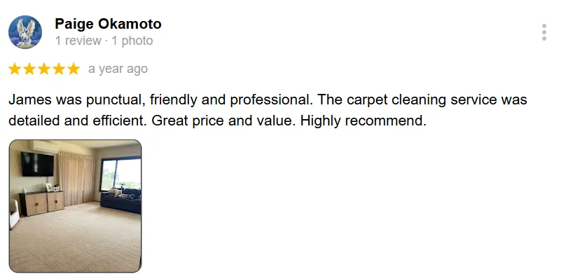 Verified 5-star testimonial from Kihei customer recommending CSI Carpet Cleaning
