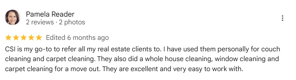 Kihei homeowner 5-star testimonial praising CSI’s carpet cleaning results and service