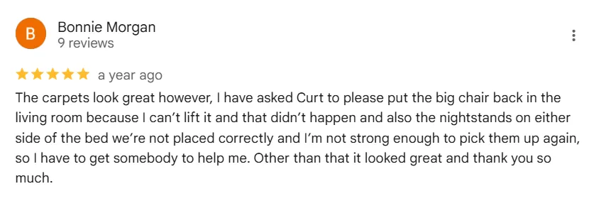Verified 5-star testimonial from Kihei customer recommending CSI Carpet Cleaning