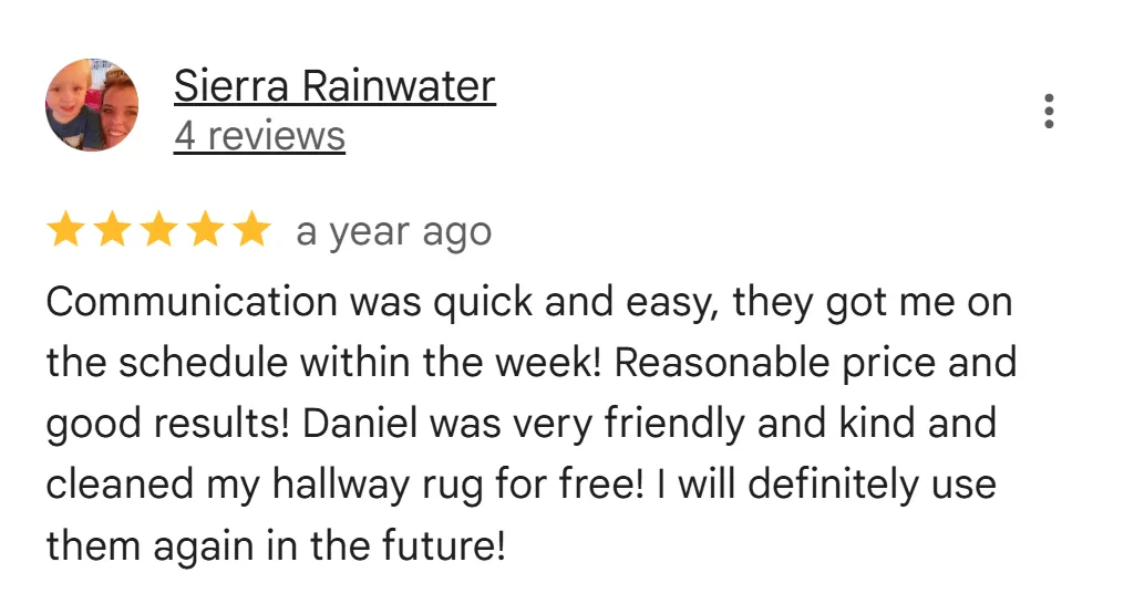 Google review by Kihei homeowner praising CSI carpet cleaning