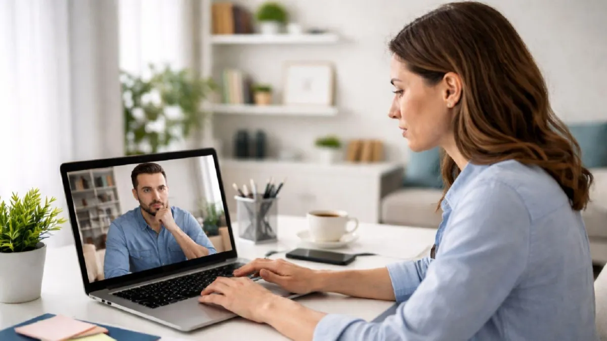 two people talking in a virtual individual coaching session