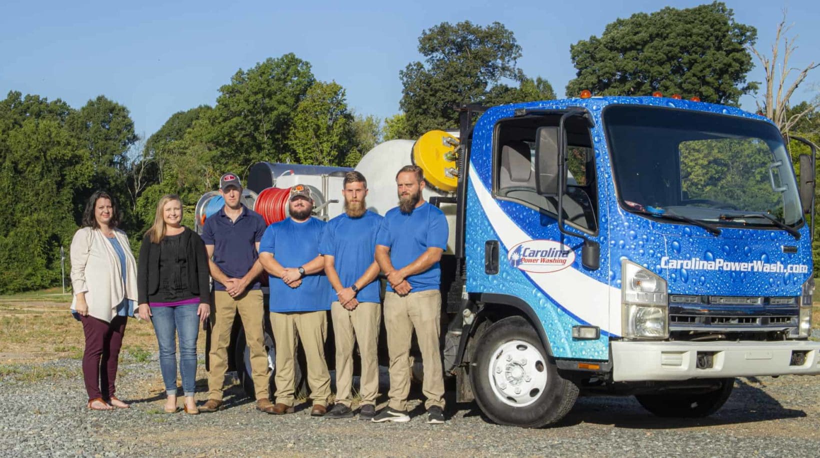 Map and city skyline representing service areas in the Carolinas