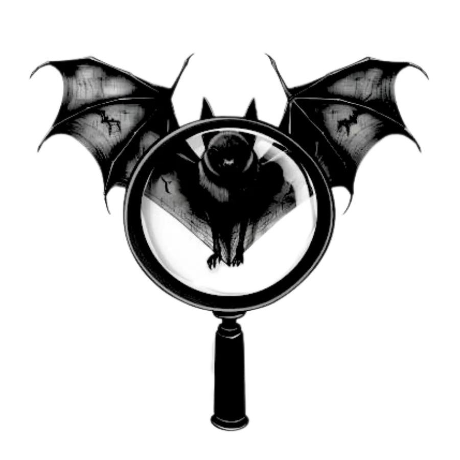 Bat on magnifying glass