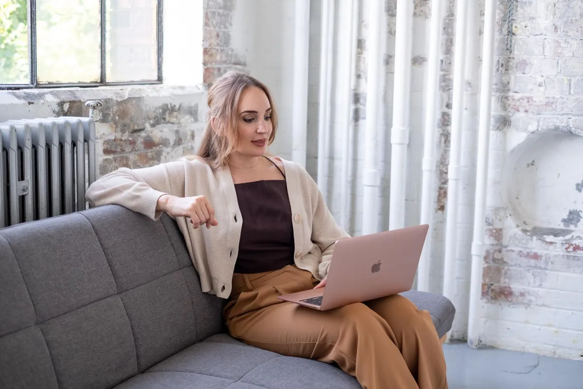 woman working on laptop