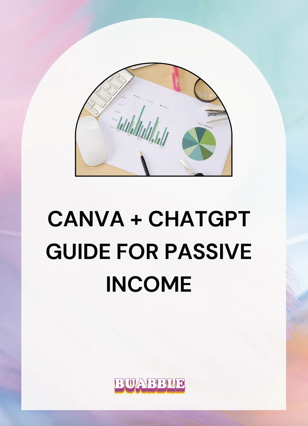 cover art Canva + chatgpt guide, office suplies on a desk