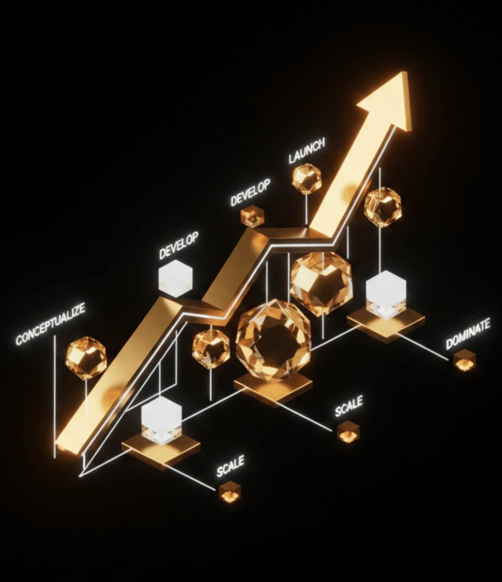 3D digital business roadmap visualization symbolizing custom growth strategy and automated sales structures for high-revenue companies.
