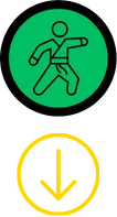 Icons representing different age‑group martial arts programmes