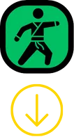 Icons representing different age‑group martial arts programmes